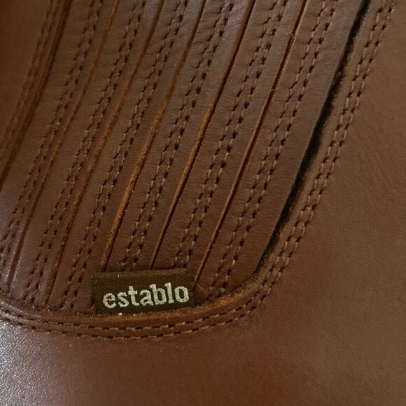 Establo Tan Ankle Boots genuine Leather Size 7.5 Slip On style Western - Picture 9 of 9